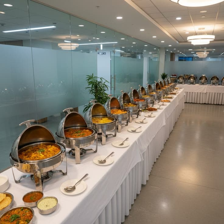 Professional corporate catering event setup